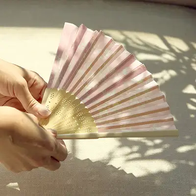 ファブリック扇子(螺鈿 ピンク)
