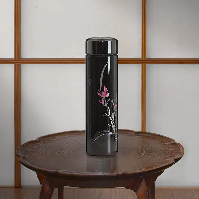贝壳工艺保温杯(兰花 黑色)(单独购买) — 2