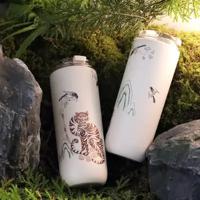繪畫保溫杯(喜鵲老虎)
