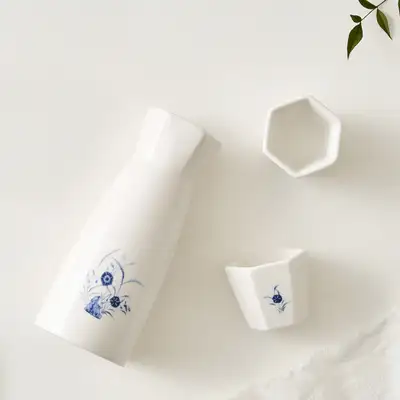 白磁青花草花文偏瓶 注ぎ瓶セット 国立全州博物館特化商品
