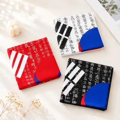 Premium Traditional Gauze Handkerchief & Neck Scarf (Taegeuk-gi) Domestic Linen Handkerchief Foreign Gift Souvenir Hiking Scarf Bib