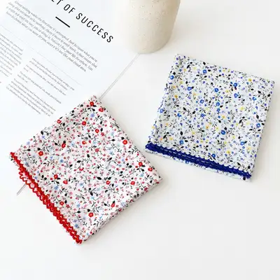 Premium Petite Gauze Handkerchief & Neck Scarf (Mini Flower) Domestic Linen Handkerchief Women's Hiking Lace