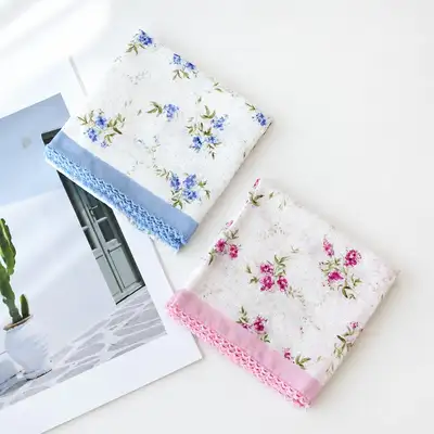 Premium Petite Gauze Handkerchief & Neck Scarf (Romantic Flower) - Domestic Linen Handkerchief Women's Hiking Lace