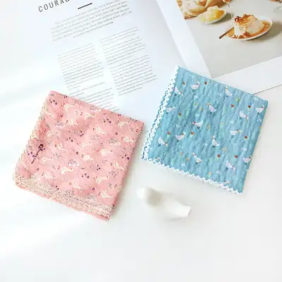 Premium Petit Gauze Handkerchief & Neck Scarf (Goose Day) Domestic Linen Handkerchief Women's Hiking Lace