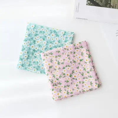 Daisy Flower Cotton Gauze Handkerchief & Neck Scarf (Daisy Cotton) Domestic Linen Handkerchief Women's Hiking