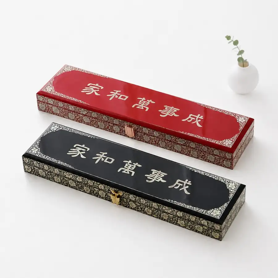 Mother-of-Pearl Lacquerware Box with 'May All Things Prosper' Design — 1
