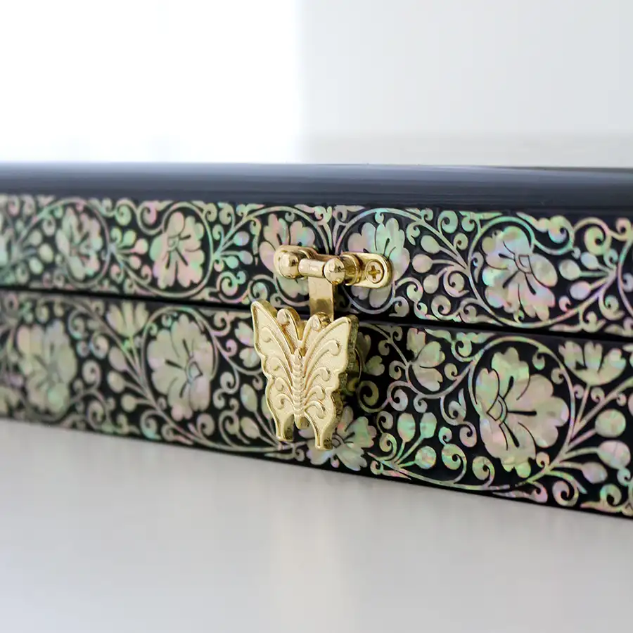 Mother-of-Pearl Lacquerware Box with 'May All Things Prosper' Design — 3