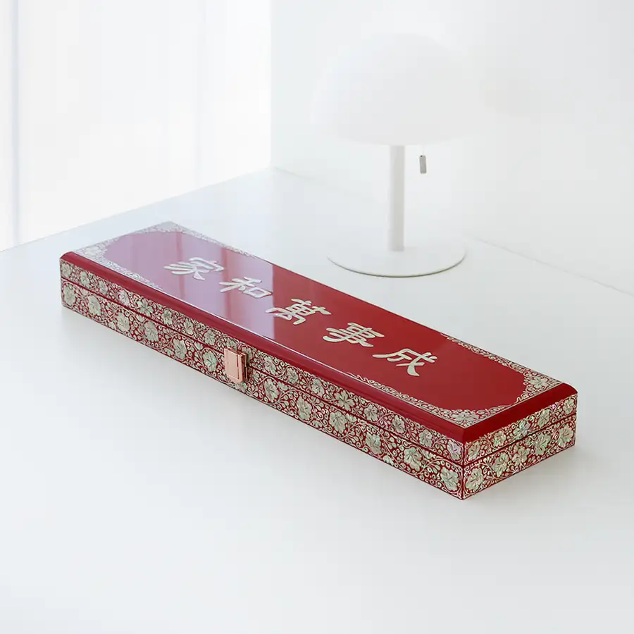 Mother-of-Pearl Lacquerware Box with 'May All Things Prosper' Design — 4