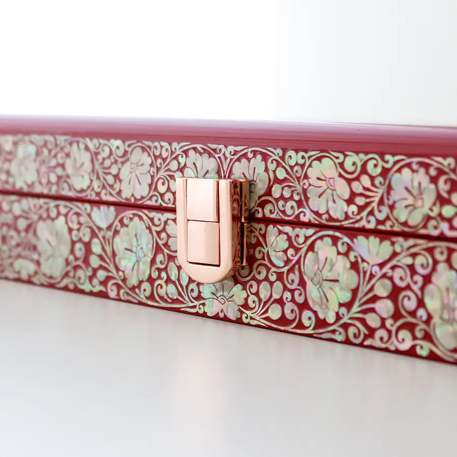 Mother-of-Pearl Lacquerware Box with 'May All Things Prosper' Design — 6