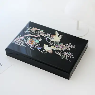 Premium Nacre Lacquerware Original Pattern Shell Inlay Document Box Phoenix 02