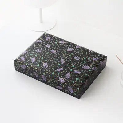 Premium Lacquered Mother-of-Pearl Document Box with Painted Floral Arabesque Design 02