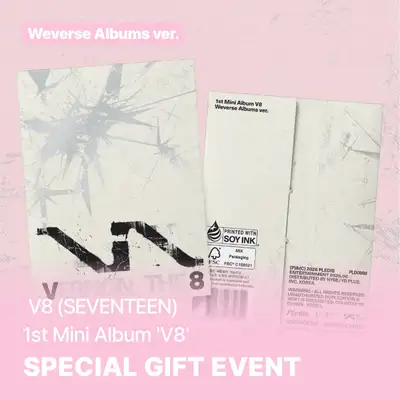 [Bonus Gift] V8 (SEVENTEEN) - 1st Mini Album [V8] (Weverse Albums ver.) **Unreleased Group Concept Photo Postcard (B5) 1pc + Logo Sticker 1pc Included