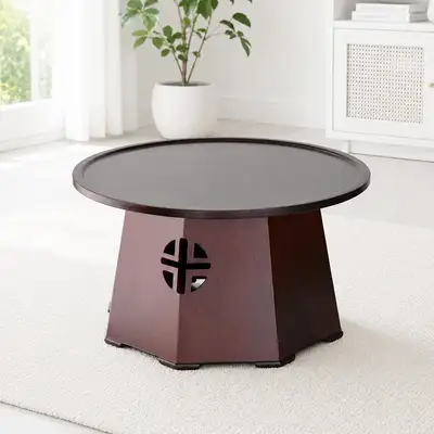 Ramie High Round Wooden Table 45cm
