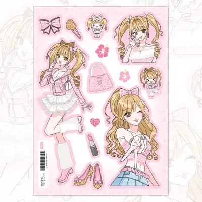 ラップピッククラブ ギャル女の子 ステッカー