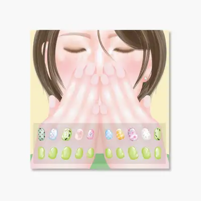 ペペノイ ネイルアートステッカー&カード セット - ライトグリーン、パープル 2type