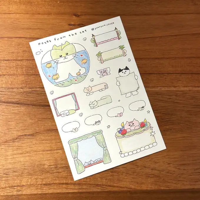 ユンソム Notes from the cat ステッカー