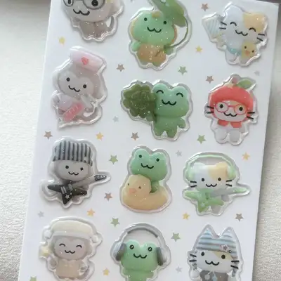 デコボコ フレンズ グリッター エポキシ ステッカー