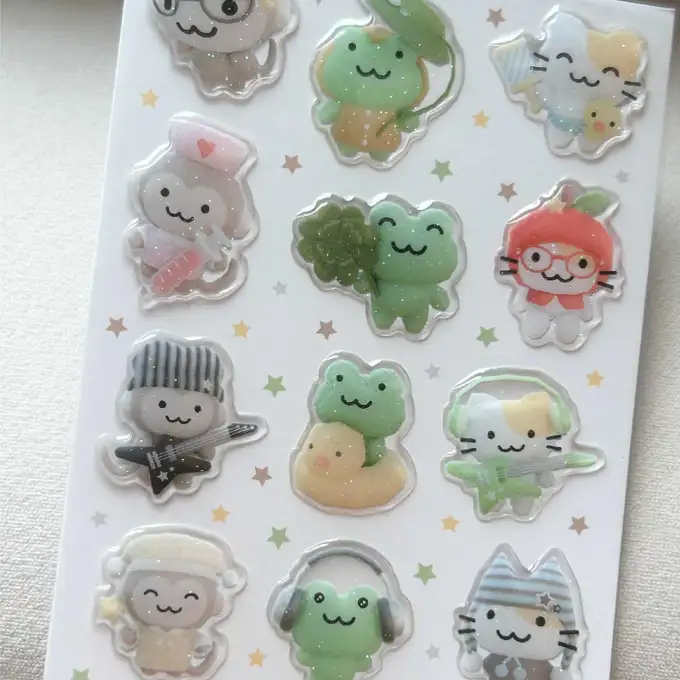 デコボコ フレンズ グリッター エポキシ ステッカー