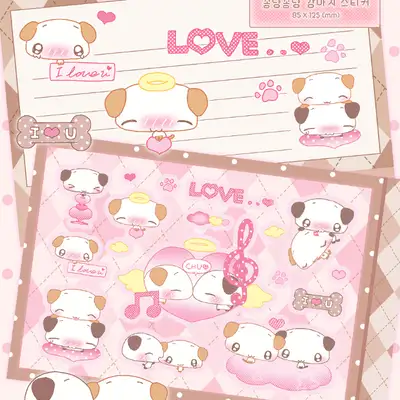 クリーミーミルキー こんにゃんこんにゃん 犬 ステッカー
