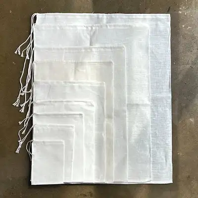 Ramie Multi-Purpose Drawstring Bag Set - Anchovy Stock, Herbal Medicine, Broth Strainer, Greek Yogurt