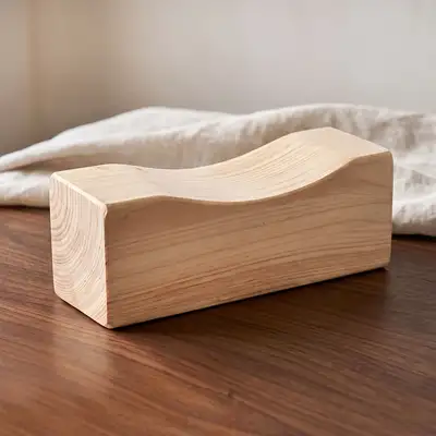 Cypress Wood Neck Pillow - Jjimjilbang Pillow (Hard Pillow for Summer, Health Gift, Rest Area, Car Camping, Sauna, Wooden Hard Pillow)