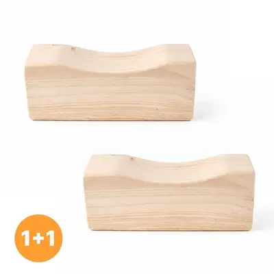 1+1 Hinoki Cypress Wood Neck Pillow Jjimjilbang Pillow (Hard Pillow for Summer, Grandmother Gift, Lounge, Car Camping, Sauna, Wooden Neck Pillow)