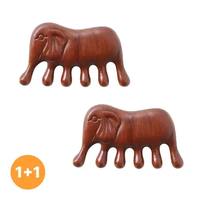 Wood Elephant Gua Sha (Wooden Hand Acupressure Tool, Scalp Foot Massage Stick, Portable Meridian Massage Wand, Health Gift) 1+1 Set