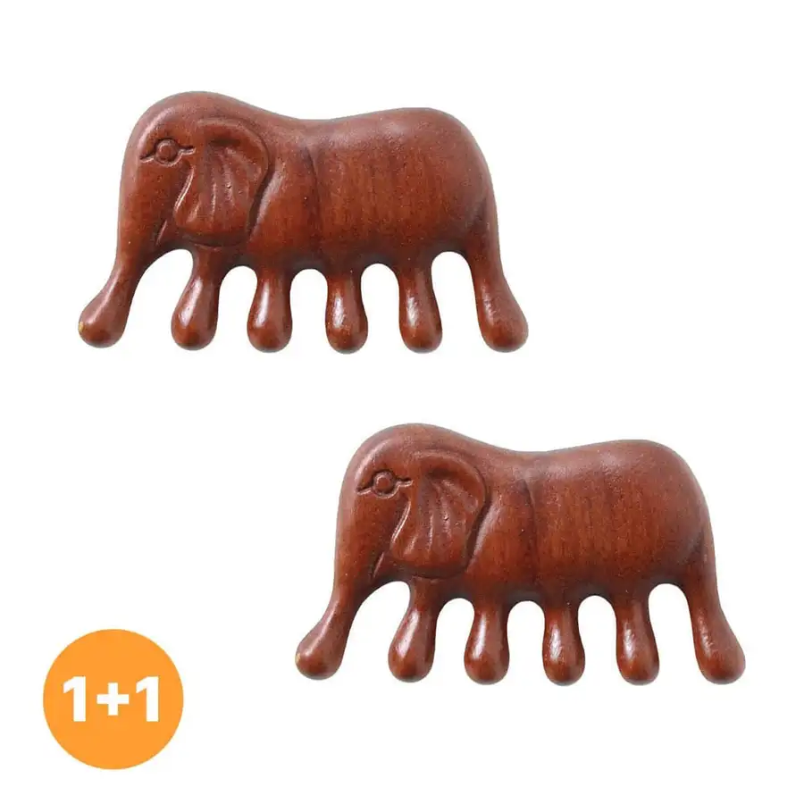 Wood Elephant Gua Sha (Wooden Hand Acupressure Tool, Scalp Foot Massage Stick, Portable Meridian Massage Wand, Health Gift) 1+1 Set — 1