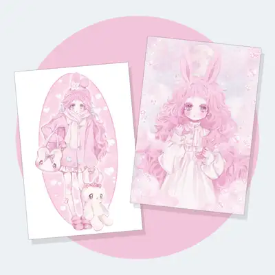 [Miffy_Riri] Riri Rabbit Double-Sided Postcard 2-Set / Illustration Postcard / Illustration Card / Illustration Goods