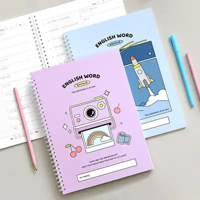 [3-Book Set] Indigo Children Elementary English Vocabulary Notebook - Upper Grades School Life (624 Words Spring Binding)