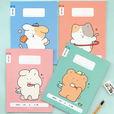 [L Holder Gift] Elementary Troublemaker Lower Grade Grid Notebook 4-Book Set (Blank Format, 120g Paper)