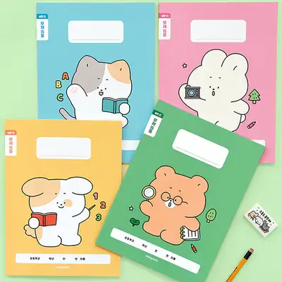 [L Holder Gift] 4-Book Set Elementary Mischievous Student Lower Grade Ruled Notebook (Blank Lines, 120g Paper)