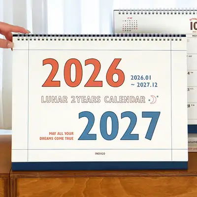 (26-27) Luna复古 2年大型B4桌面日历