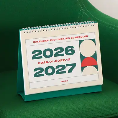 (26-27) Basic 2-Year Desk Calendar (Jan 2026 - Dec 2027)