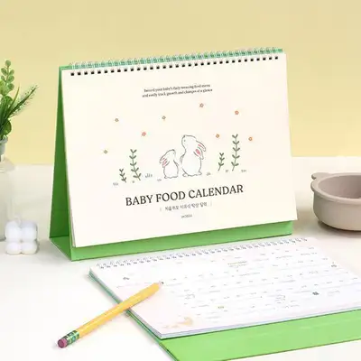 [Congratulations Postcard Included] First-Time Parents Weaning Food Calendar 12-Month Baby Planner Parenting Record Calendar