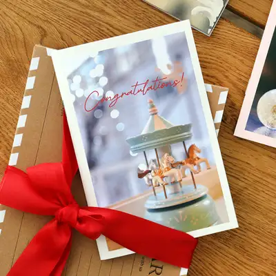 Heart Photo Congratulations Message Card Book - Inspirational Quotes Sentiment Carousel Postcard Birthday Anniversary Letter