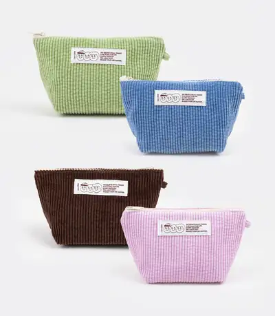 Puffy corduroy triangle pouch