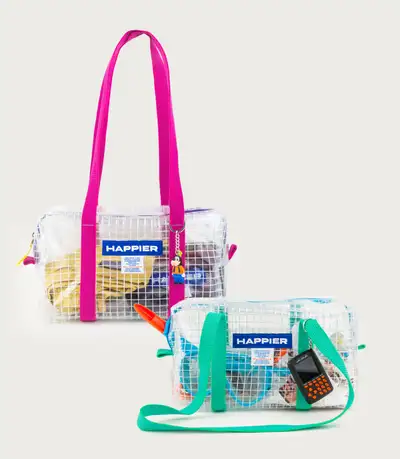 Happier label clear brick bag