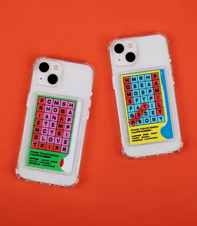 [Phone case] happiness puzzle card pocket