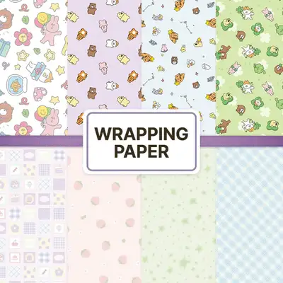 Every Holiday & Check and Fruits Wrapping Paper Set