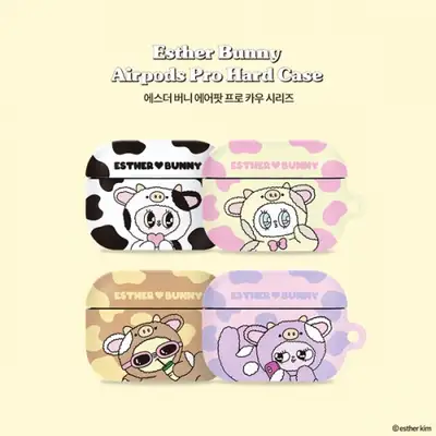 エスターバニー エアポッド プロ ハードケース カウシリーズ+フックリング付属