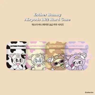 Esther Bunny AirPods 1&2硬质保护壳牛纹系列+赠送挂环