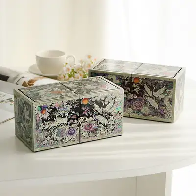 螺鈿漆器 韓國文化之美 (朗齋)名品新雙合 金雞 特型 螺鈿寶石盒 螺鈿盒 飾品收納盒