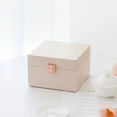 螺鈿漆器 韓國文化之美 螺鈿漆器粉紅色貝殼珠寶盒(15公分)