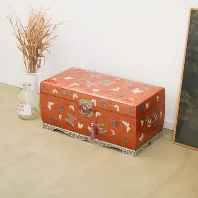 螺鈿漆器 韓國 金絲蝴蝶婚禮四柱珠寶盒 60公分
