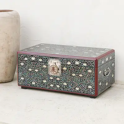 螺鈿漆器 韓國文化之美 高級螺鈿漆器 鶴唐草 壽福 漆器 貝殼 鳳彩函(特大) 60公分