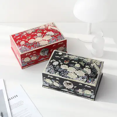 Najeon Chilgi Korea Peony Flower Garden 2-Tier Mother-of-Pearl Jewelry Box 24cm