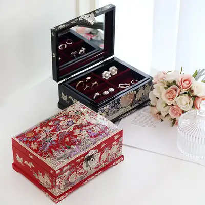 螺鈿漆器 コリア 韓国伝統ギフト 色彩マーキング 梅花 螺鈿ジュエリーボックス 18cm