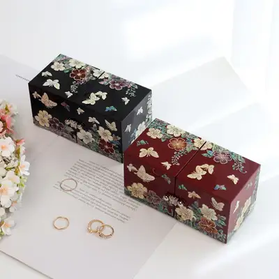 ナジョンチルギ コリア 韓国伝統工芸 花と蝶 ミニ 双合 螺鈿ジュエリーボックス