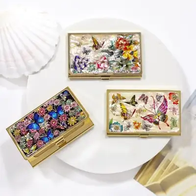 Gold Mother-of-Pearl Business Card Case K (Choice) - Great Gift for International Buyers